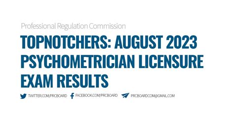 RESULTS: August 2023 Psychometricians Licensure Examination .